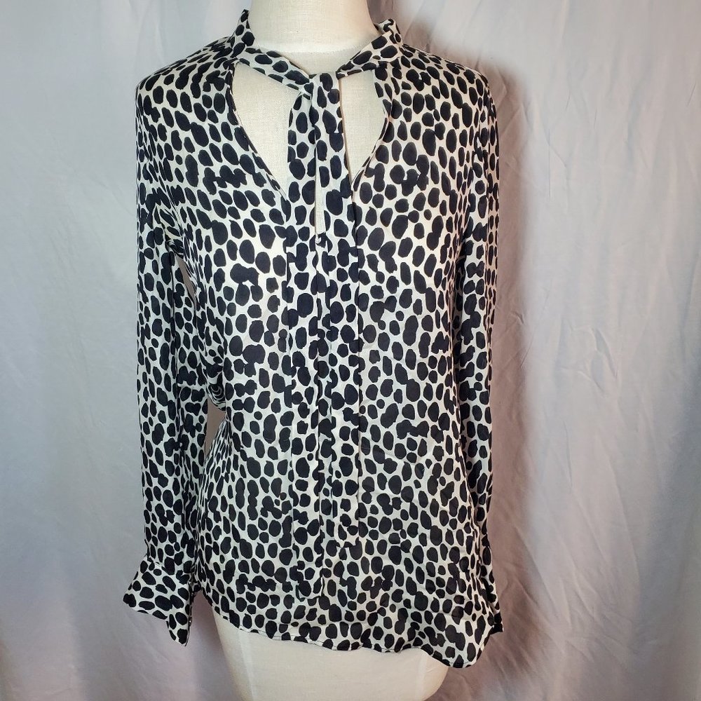 J. Crew 100% Silk Long Sleeve Button Down Tie Neck Blouse